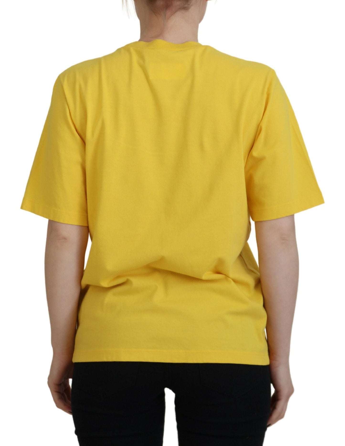 Dsquared�� Yellow Logo Print Cotton Crewneck Easy Tee Women's T-shirt (Pre-Owned)