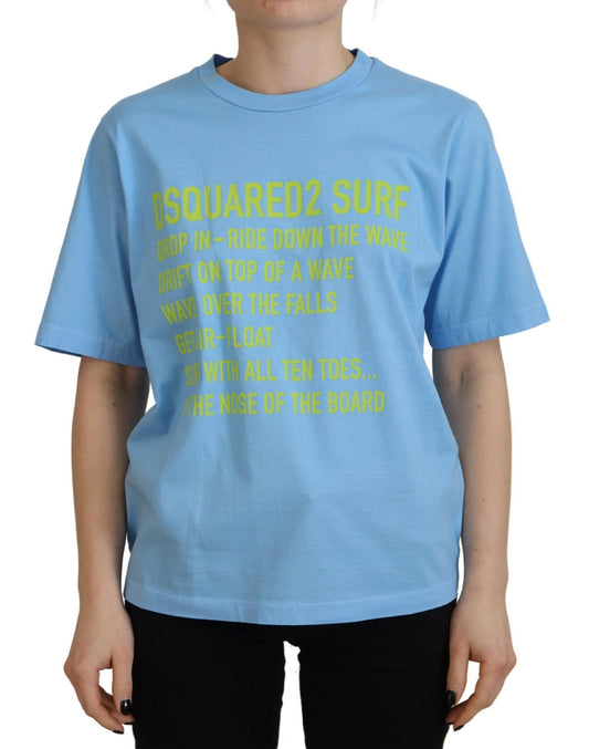 Dsquared�� Blue Logo Print Cotton Crewneck Short Sleeve Women's T-shirt (Pre-Owned)