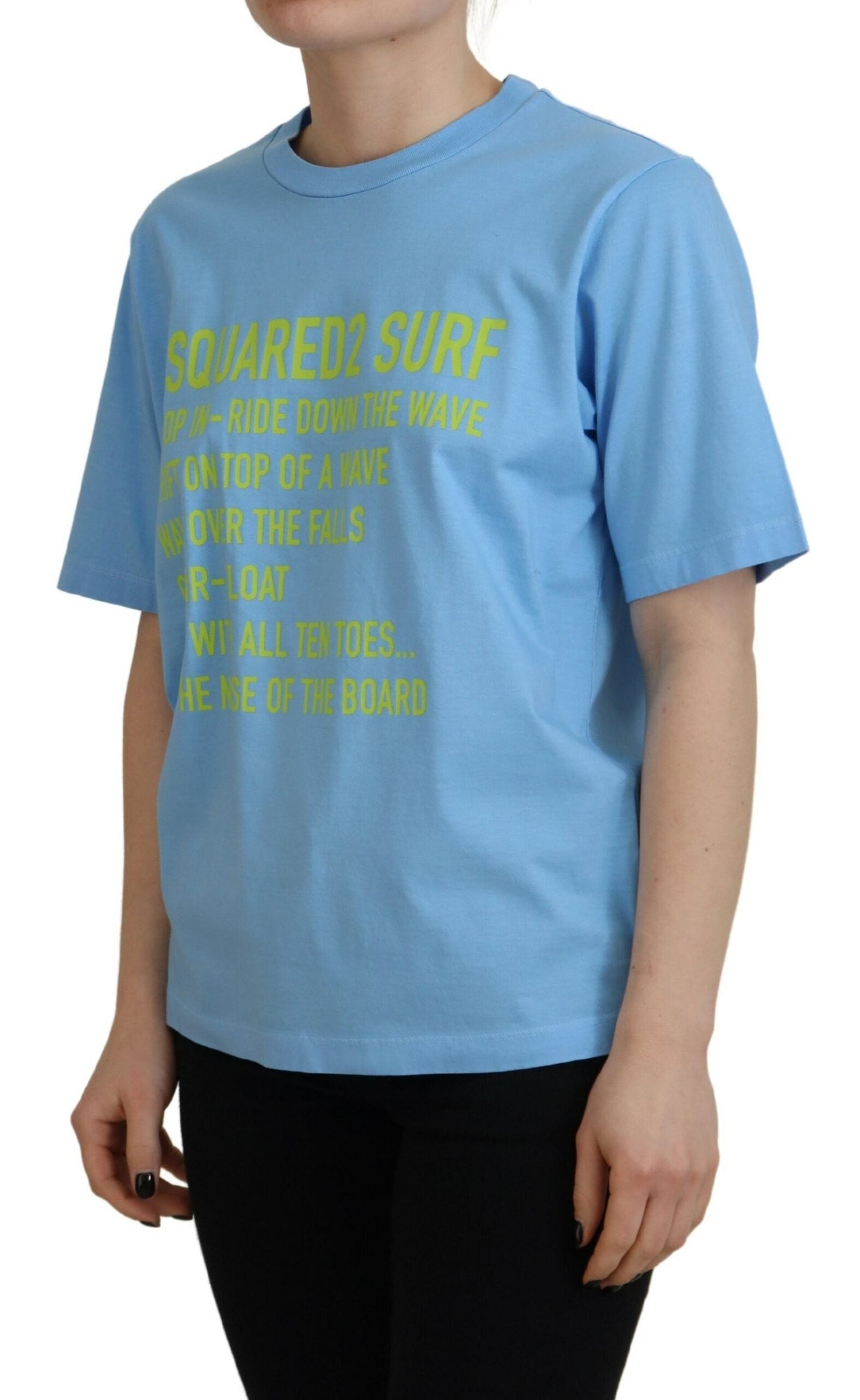 Dsquared�� Blue Logo Print Cotton Crewneck Short Sleeve Women's T-shirt (Pre-Owned)
