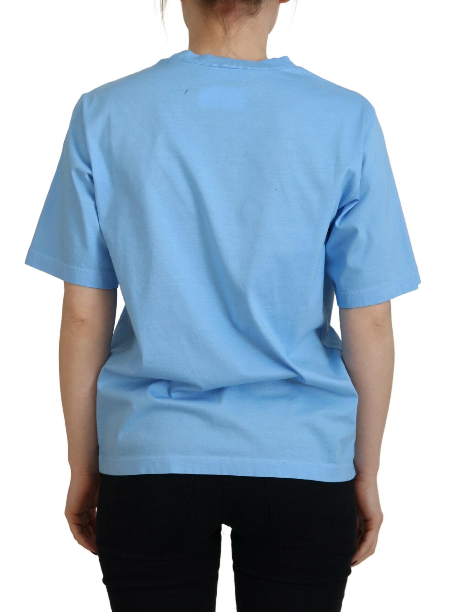 Dsquared�� Blue Logo Print Cotton Crewneck Short Sleeve Women's T-shirt (Pre-Owned)