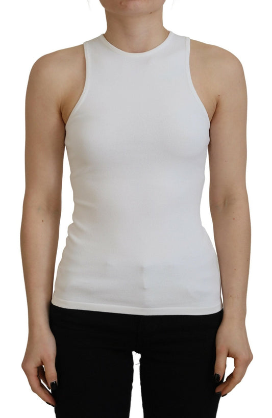 Dsquared�� White Viscose Sleeveless Round Neck Tank Women's T-shirt (Pre-Owned)