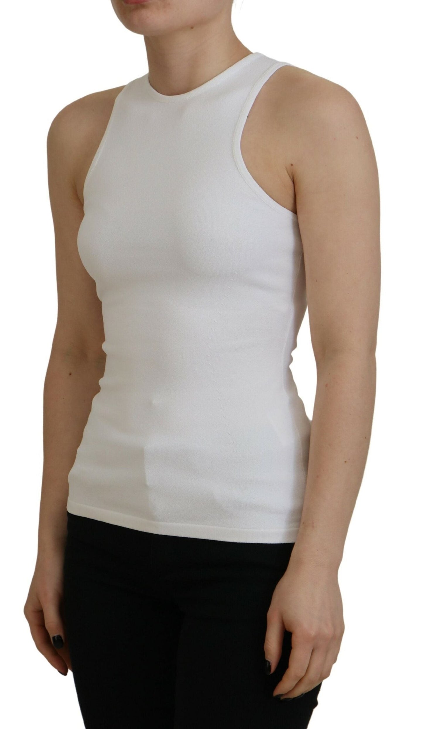 Dsquared�� White Viscose Sleeveless Round Neck Tank Women's T-shirt (Pre-Owned)