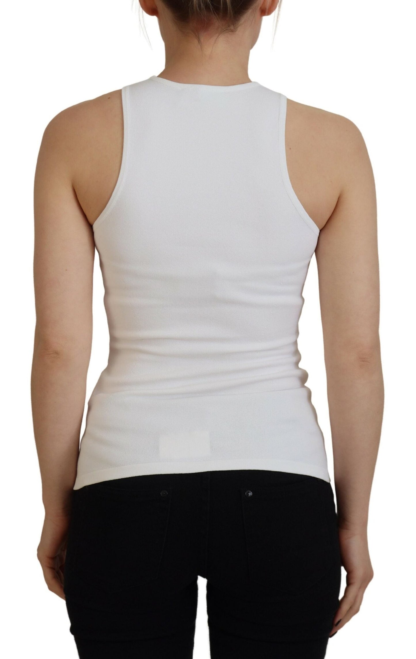 Dsquared�� White Viscose Sleeveless Round Neck Tank Women's T-shirt (Pre-Owned)
