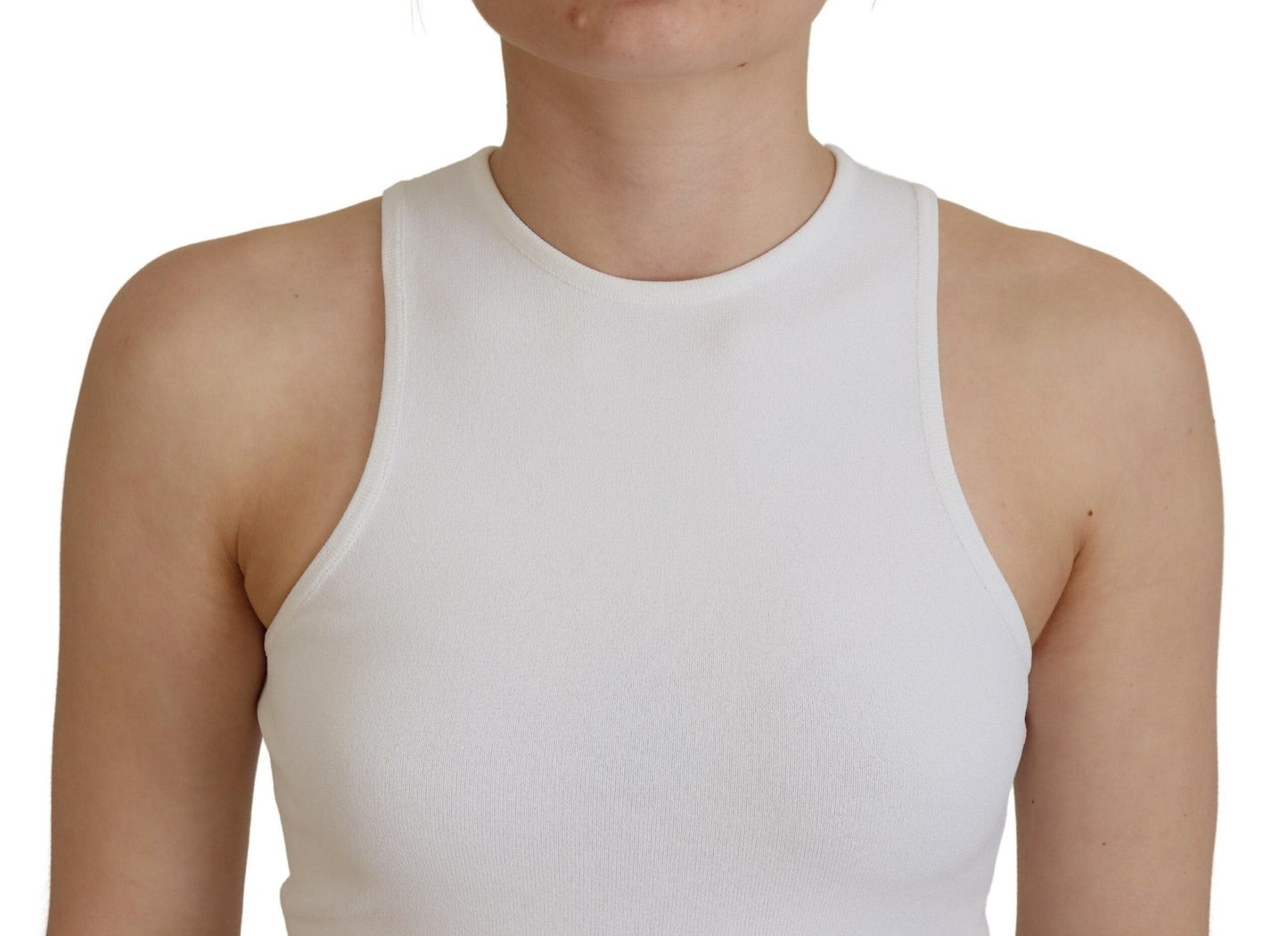Dsquared�� White Viscose Sleeveless Round Neck Tank Women's T-shirt (Pre-Owned)