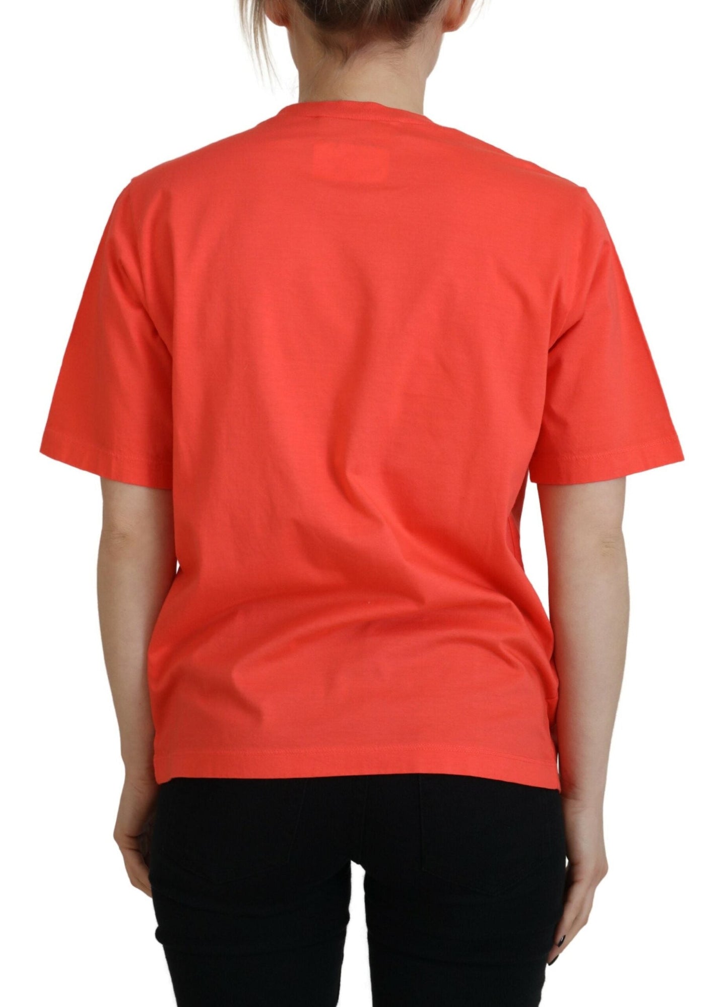 Dsquared�� Orange Logo Cotton Crewneck Short Sleeve Women's T-shirt (Pre-Owned)