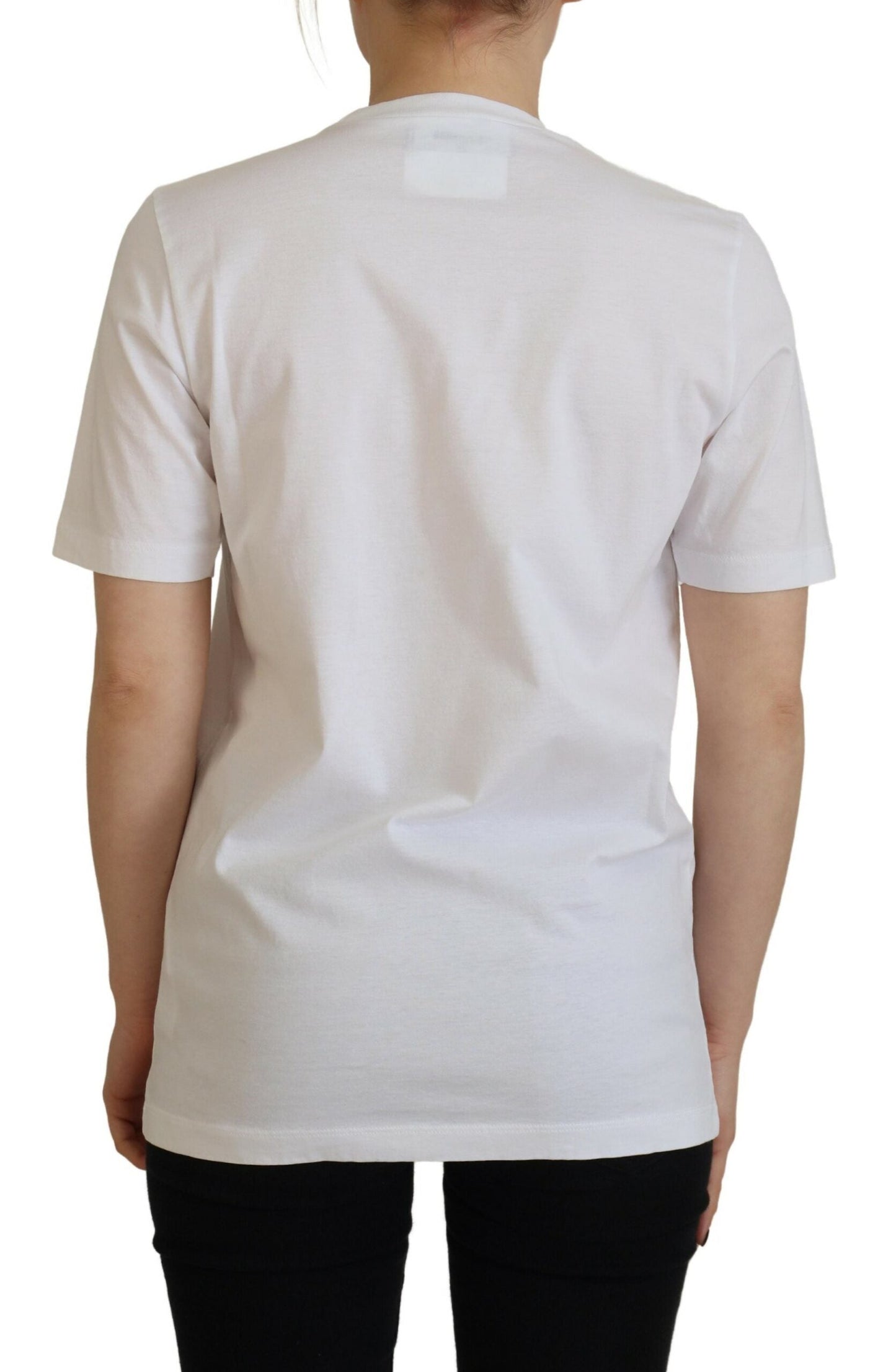 Dsquared�� White Logo Patch Crewneck Short Sleeve Tee Women's T-shirt (Pre-Owned)