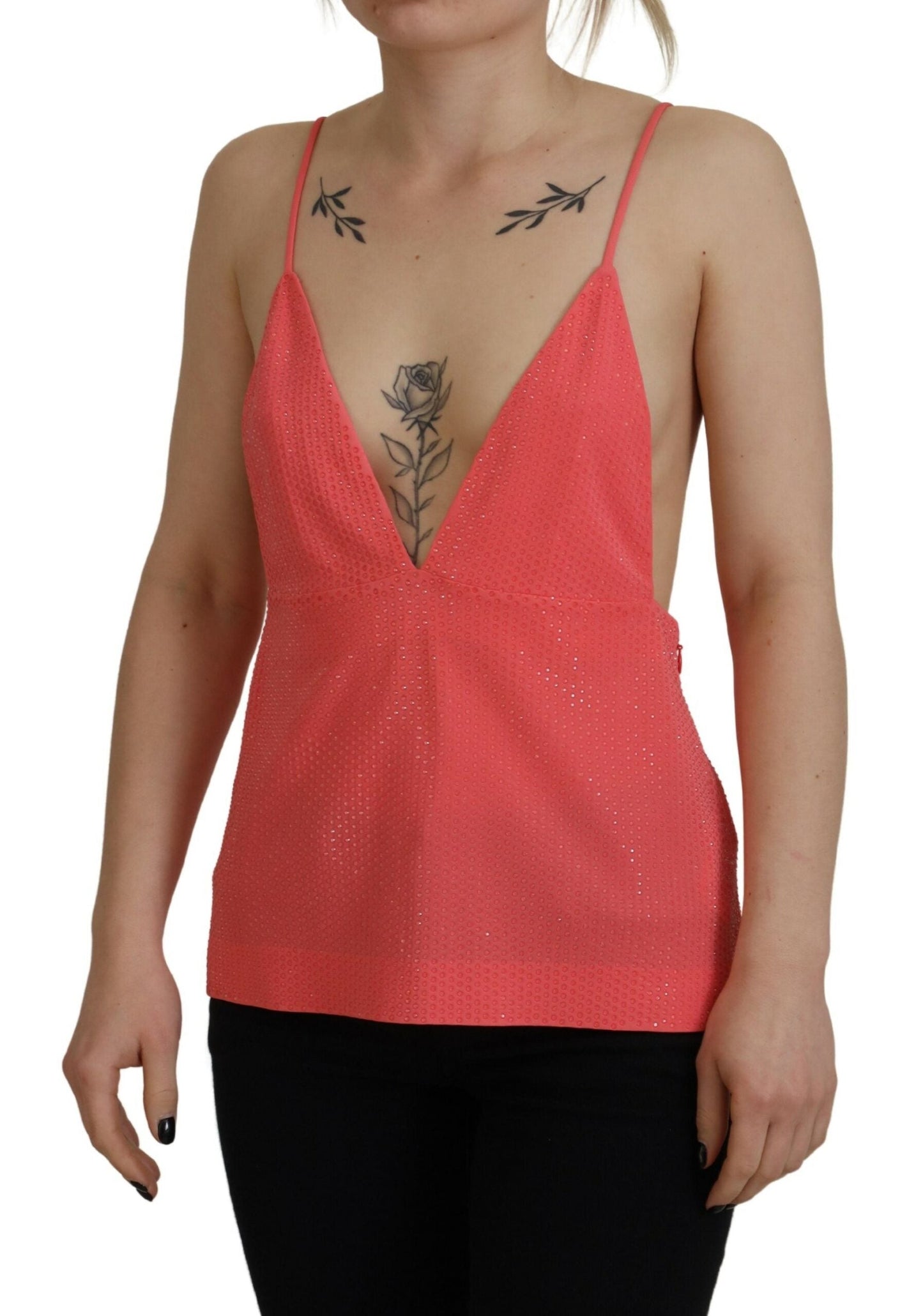 Dsquared�� Pink Sleeveless Spaghetti Strap Cami V-neck Women's Top (Pre-Owned)