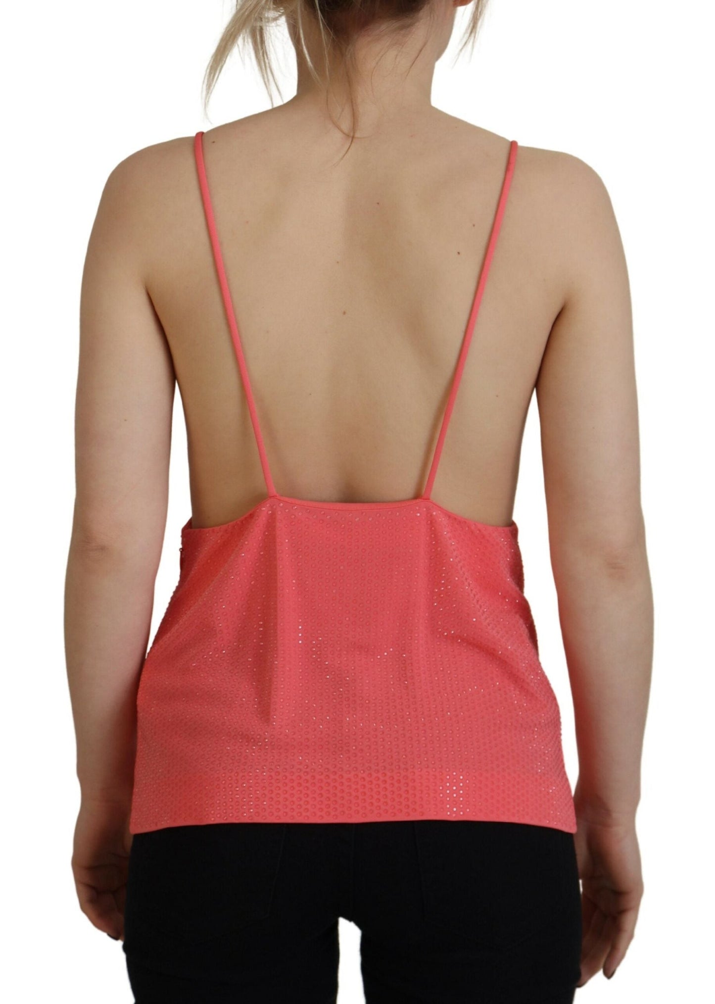 Dsquared�� Pink Sleeveless Spaghetti Strap Cami V-neck Women's Top (Pre-Owned)