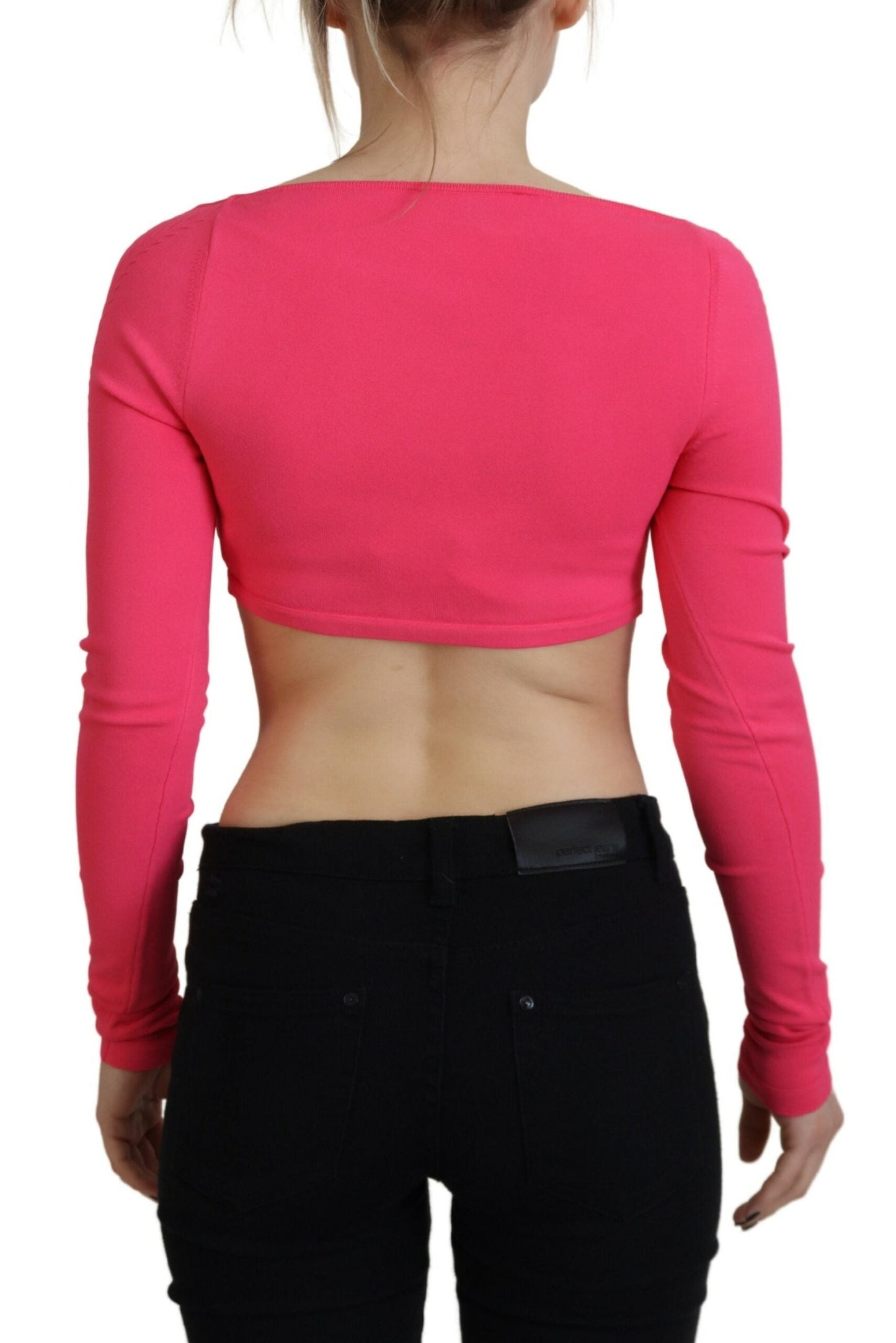 Dsquared�� Pink Viscose Knit Square Neck Long Sleeves Women's Top (Pre-Owned)