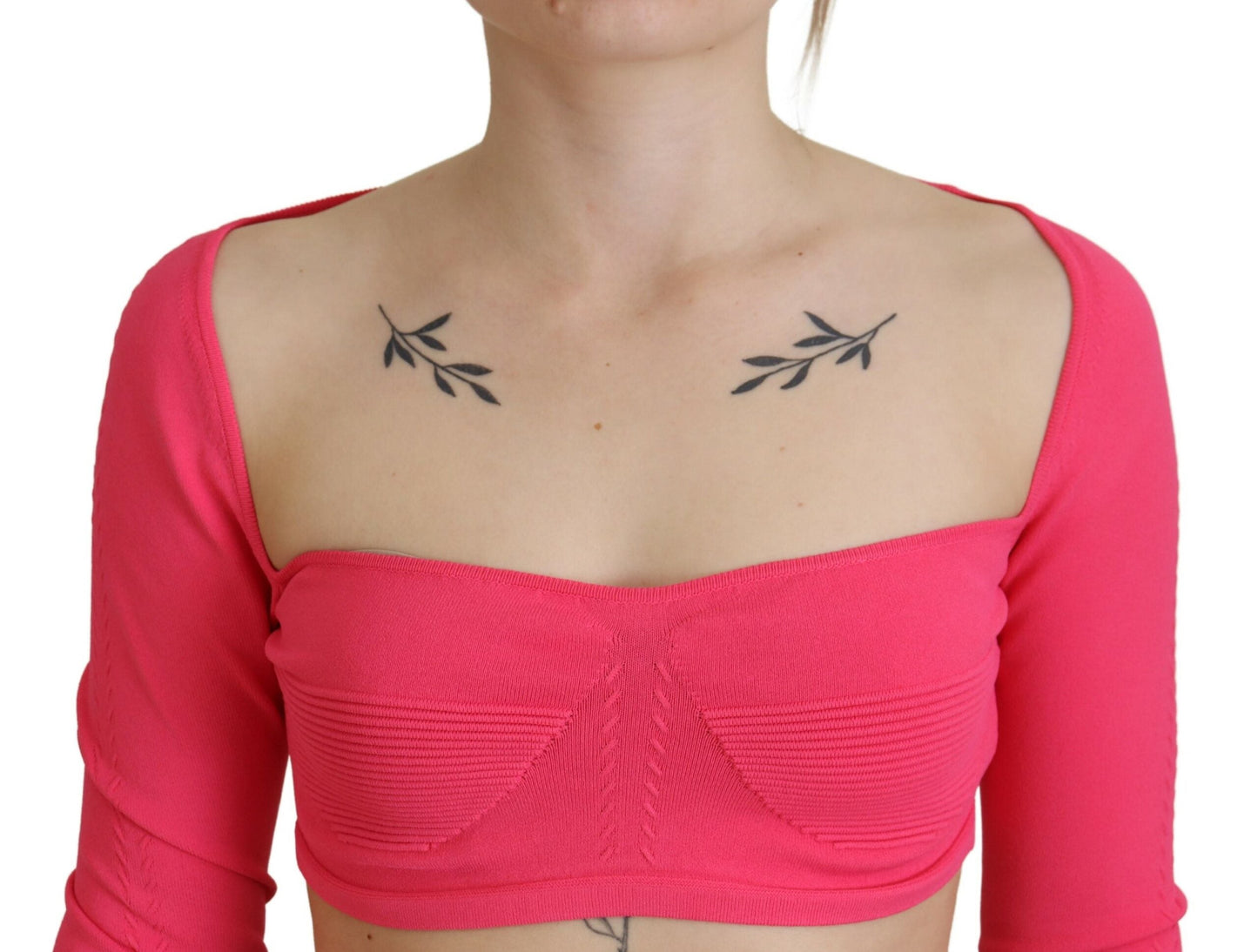 Dsquared�� Pink Viscose Knit Square Neck Long Sleeves Women's Top (Pre-Owned)