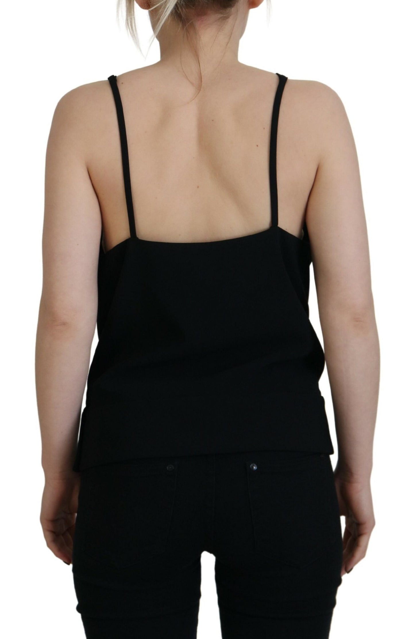 Dsquared�� Black Embellished Deep V-neck Sleeveless Tank Women's Top (Pre-Owned)