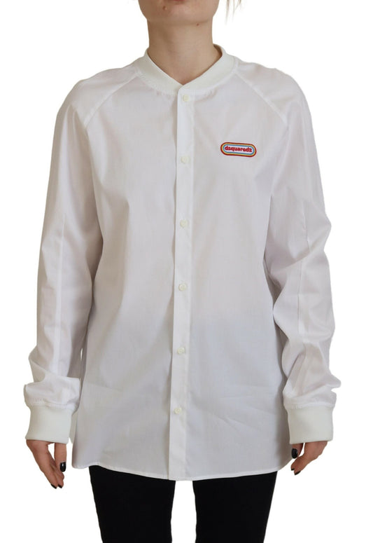 Dsquared�� White Cotton Button Down Long Sleeves Crewneck Women's Top (Pre-Owned)