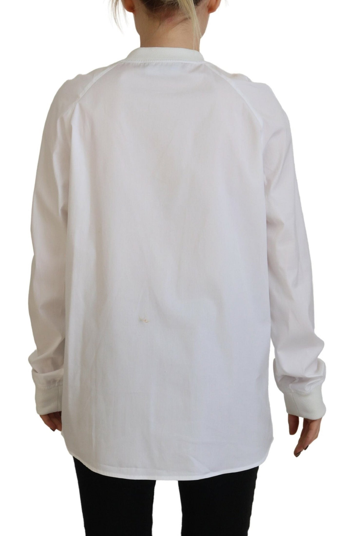 Dsquared�� White Cotton Button Down Long Sleeves Crewneck Women's Top (Pre-Owned)