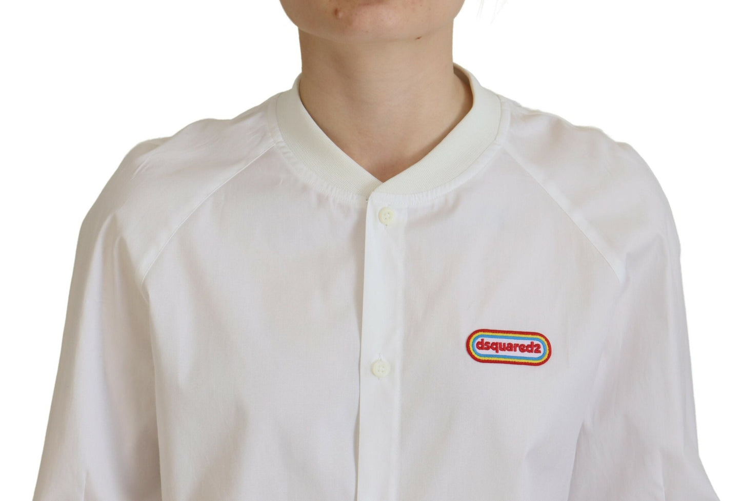 Dsquared�� White Cotton Button Down Long Sleeves Crewneck Women's Top (Pre-Owned)