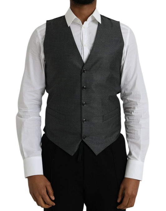 Dolce & Gabbana Gray Wool Formal Dress Waistcoat Men's Vest