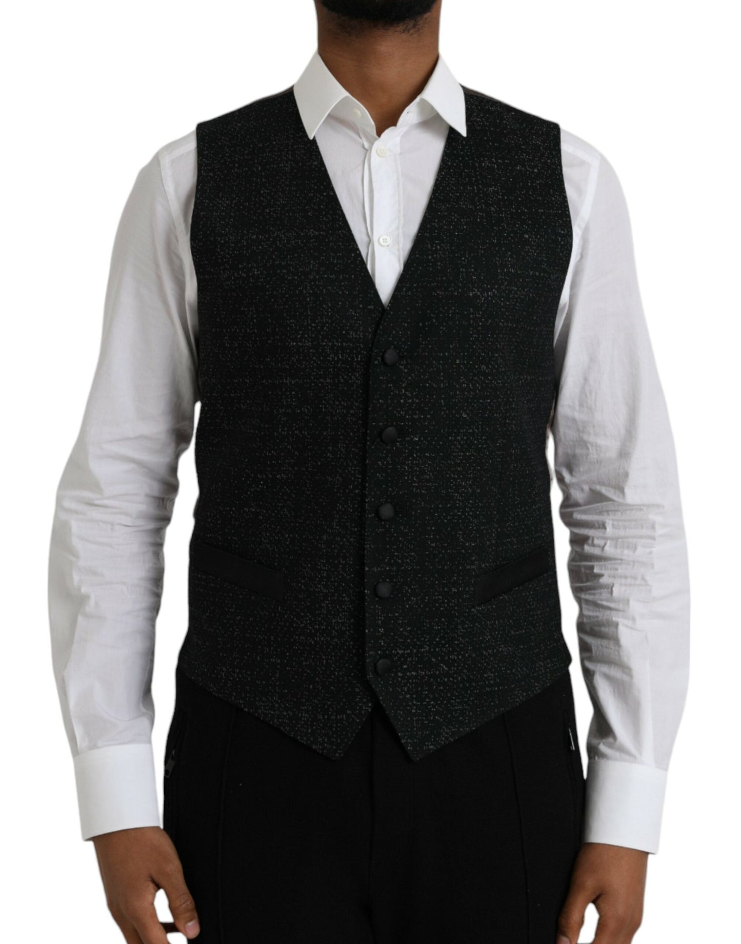 Dolce & Gabbana Black Brown Silk Waistcoat Dress Formal Men's Vest