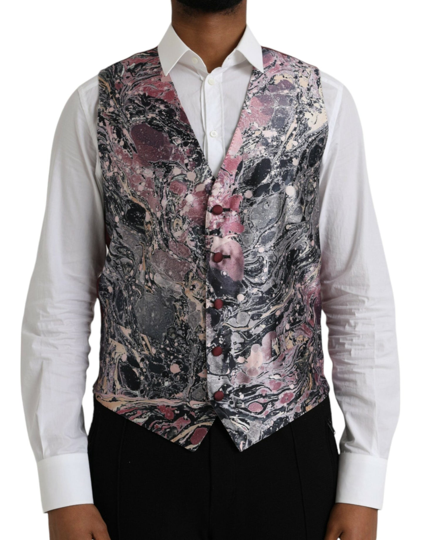 Dolce & Gabbana Multicolor Galaxy Silk Waistcoat Formal Men's Vest