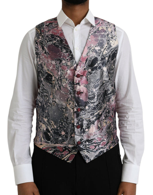 Dolce & Gabbana Multicolor Galaxy Silk Waistcoat Formal Men's Vest