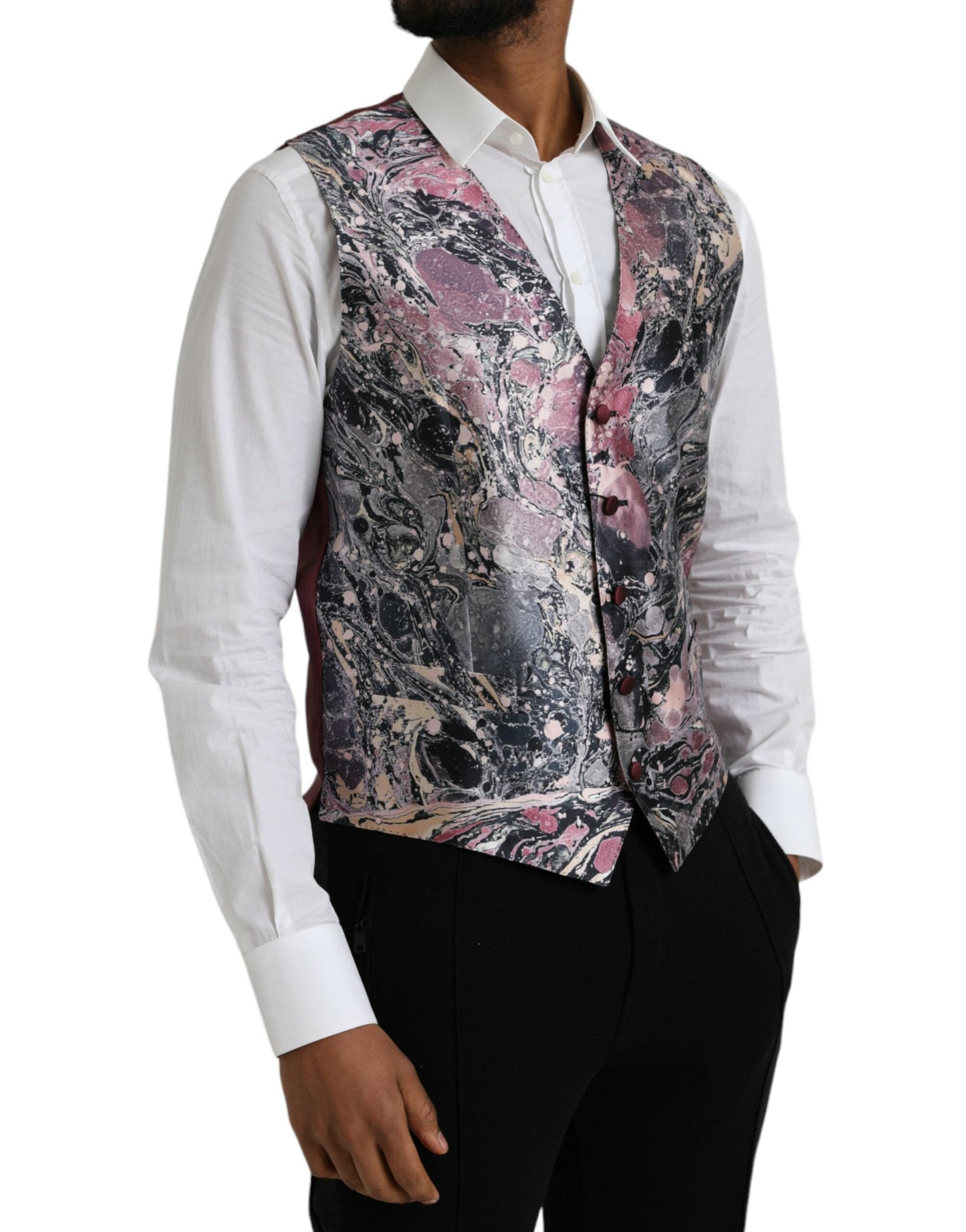 Dolce & Gabbana Multicolor Galaxy Silk Waistcoat Formal Men's Vest
