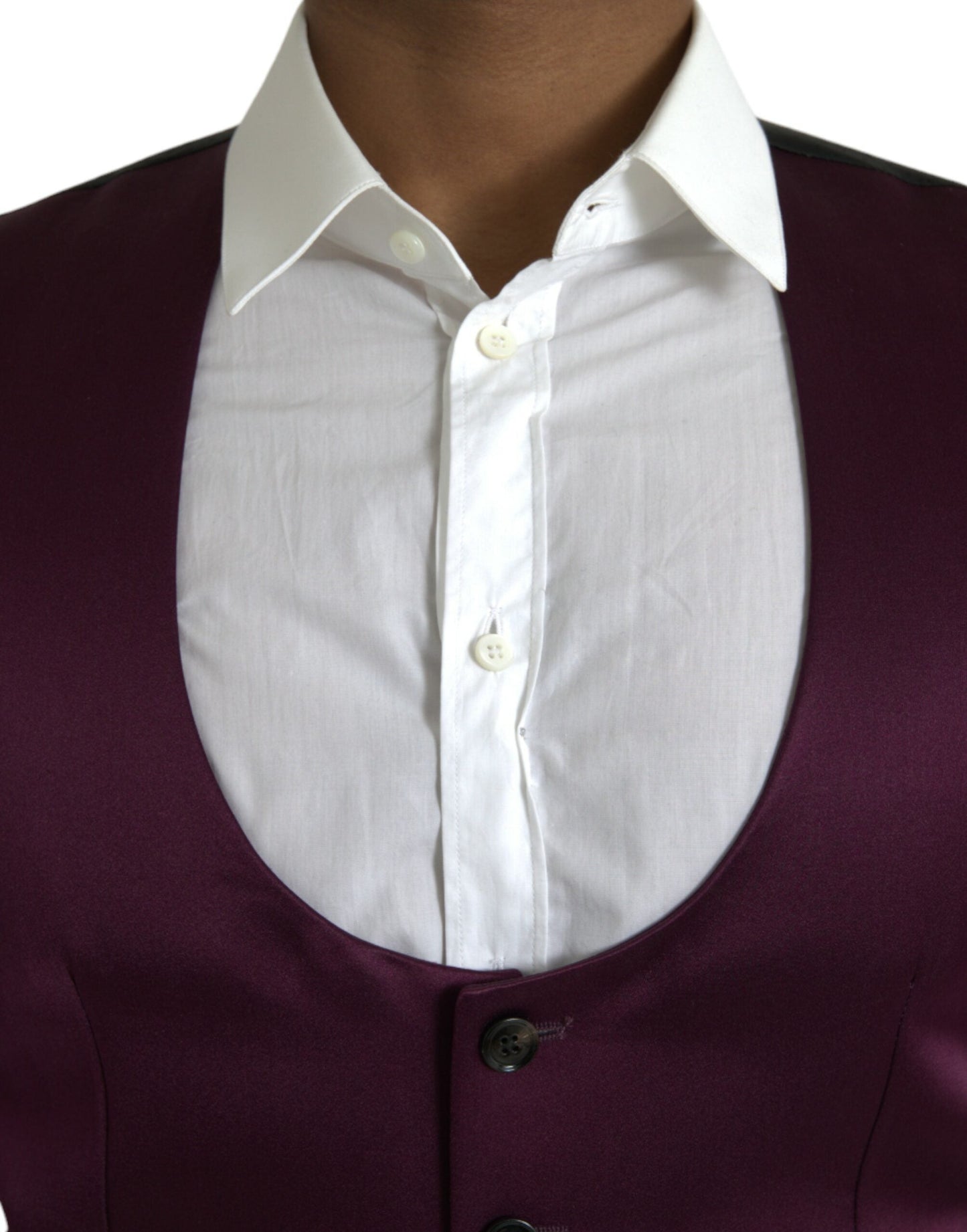 Dolce & Gabbana Maroon Satin Silk Waistcoat Dress Formal Men's Vest