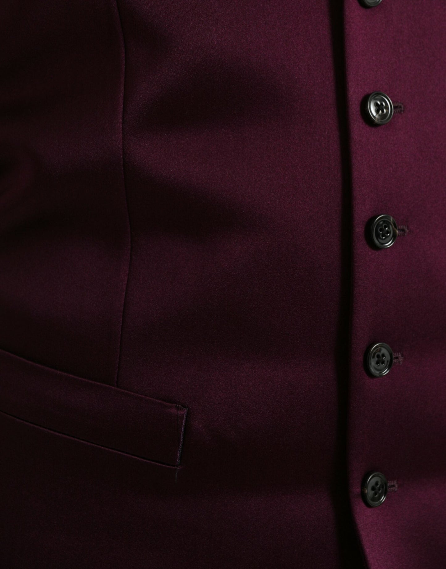 Dolce & Gabbana Maroon Satin Silk Waistcoat Dress Formal Men's Vest