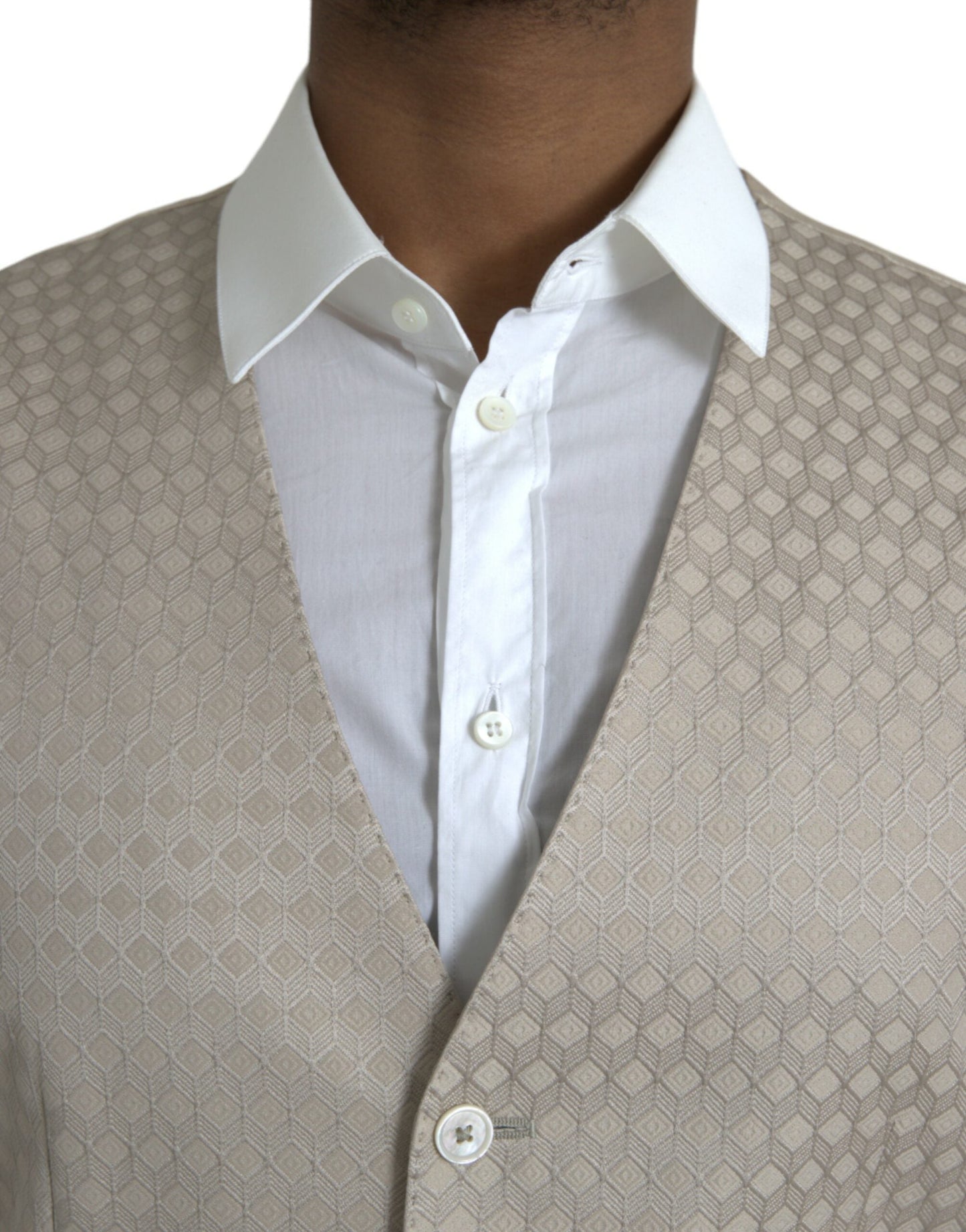 Dolce & Gabbana Off White Cotton Waistcoat Dress Formal Men's Vest
