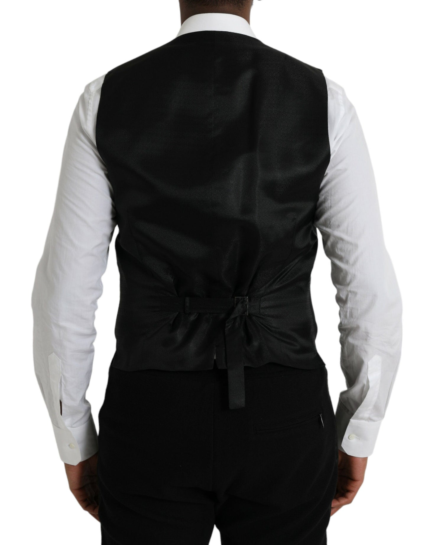 Dolce & Gabbana Black Wool Waistcoat Dress Formal Men's Vest