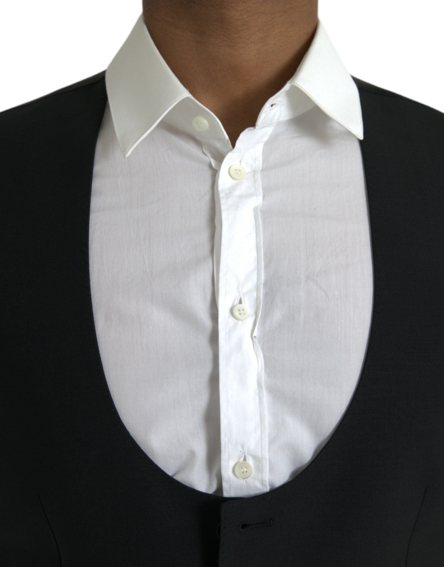 Dolce & Gabbana Black Wool Waistcoat Dress Formal Men's Vest