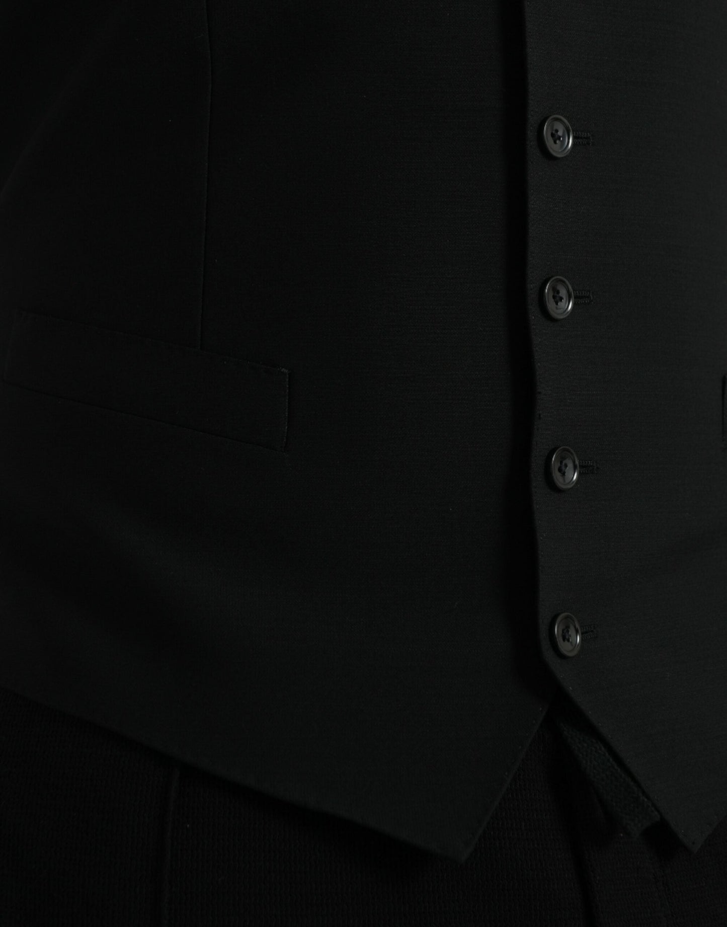 Dolce & Gabbana Black Wool Waistcoat Dress Formal Men's Vest