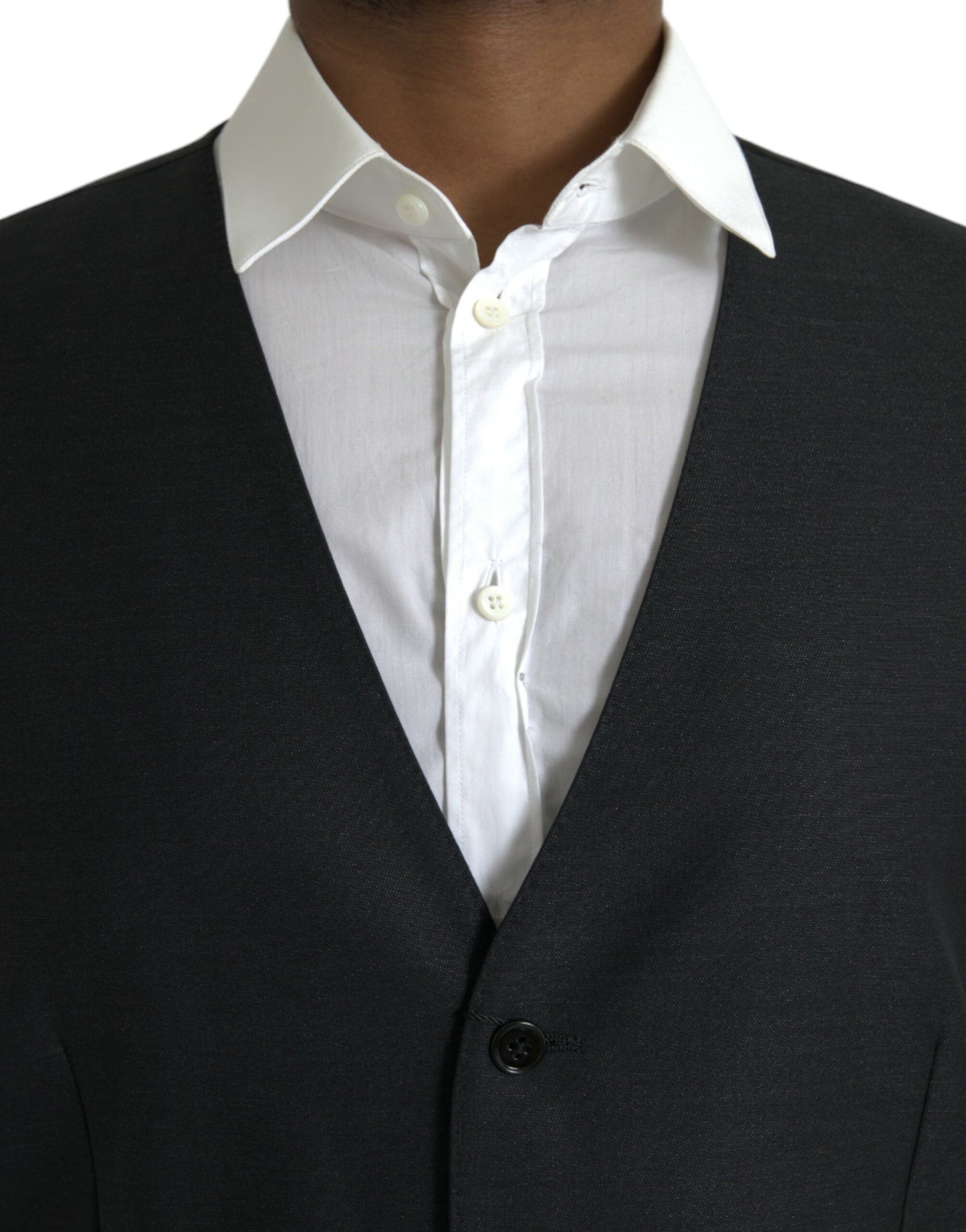 Dolce & Gabbana Black Wool Waistcoat Dress Formal Men's Vest