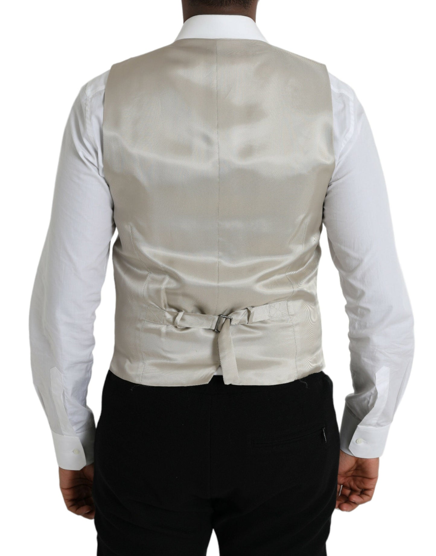 Dolce & Gabbana Light Gray Wool Formal Dress Waistcoat Men's Vest