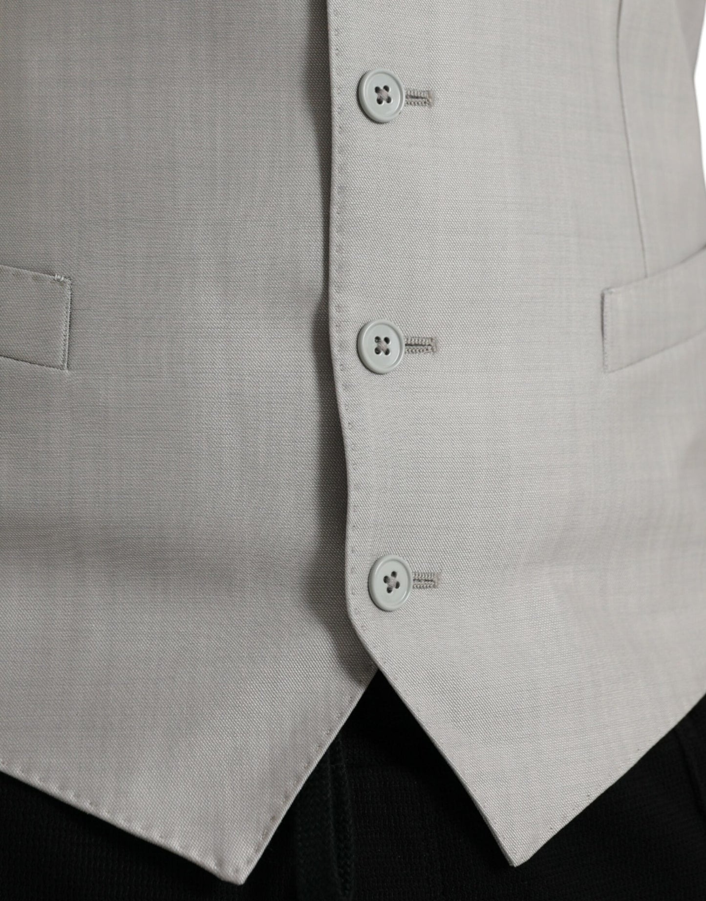 Dolce & Gabbana Light Gray Wool Formal Dress Waistcoat Men's Vest