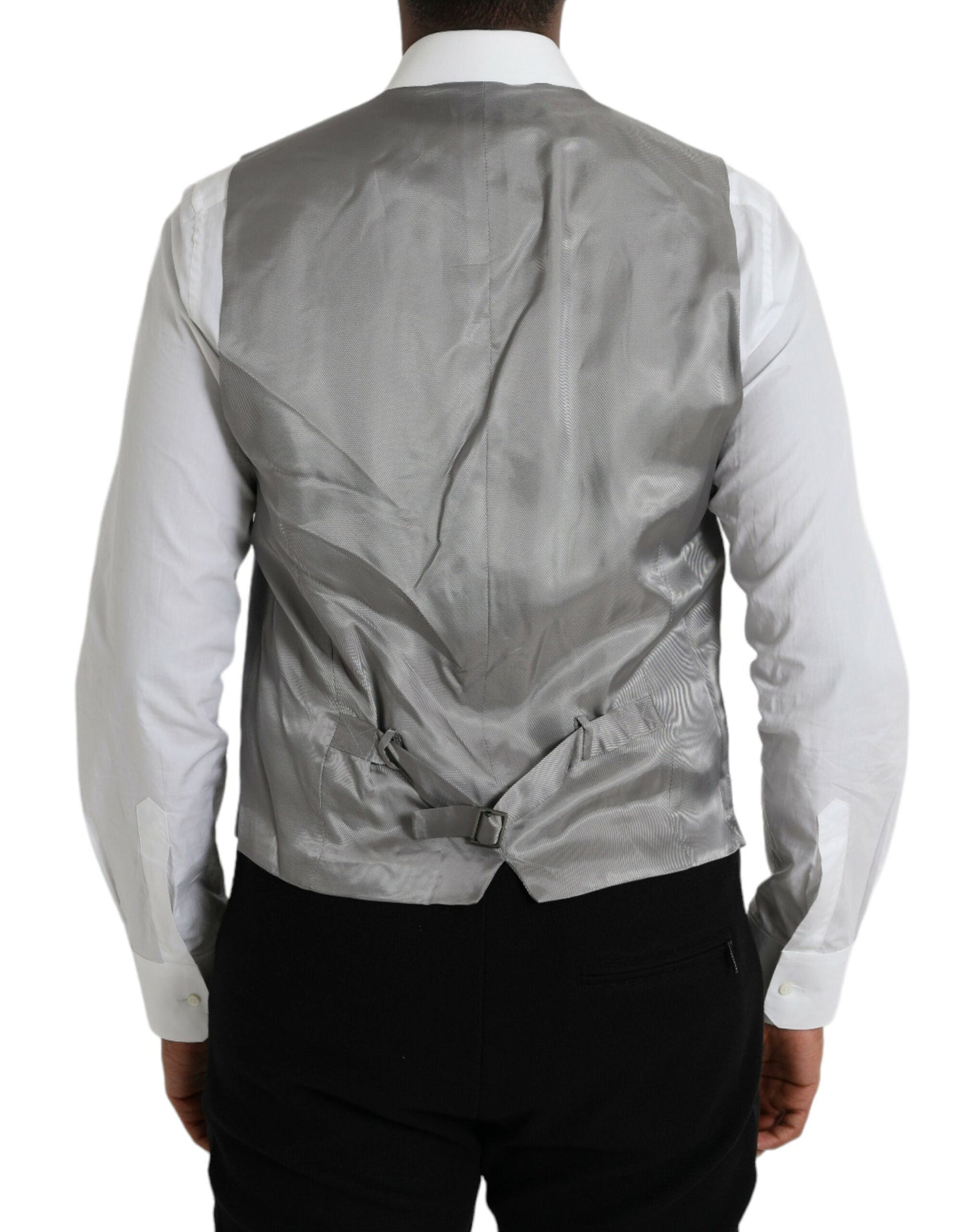 Dolce & Gabbana Light Gray Wool Formal Dress Waistcoat Men's Vest