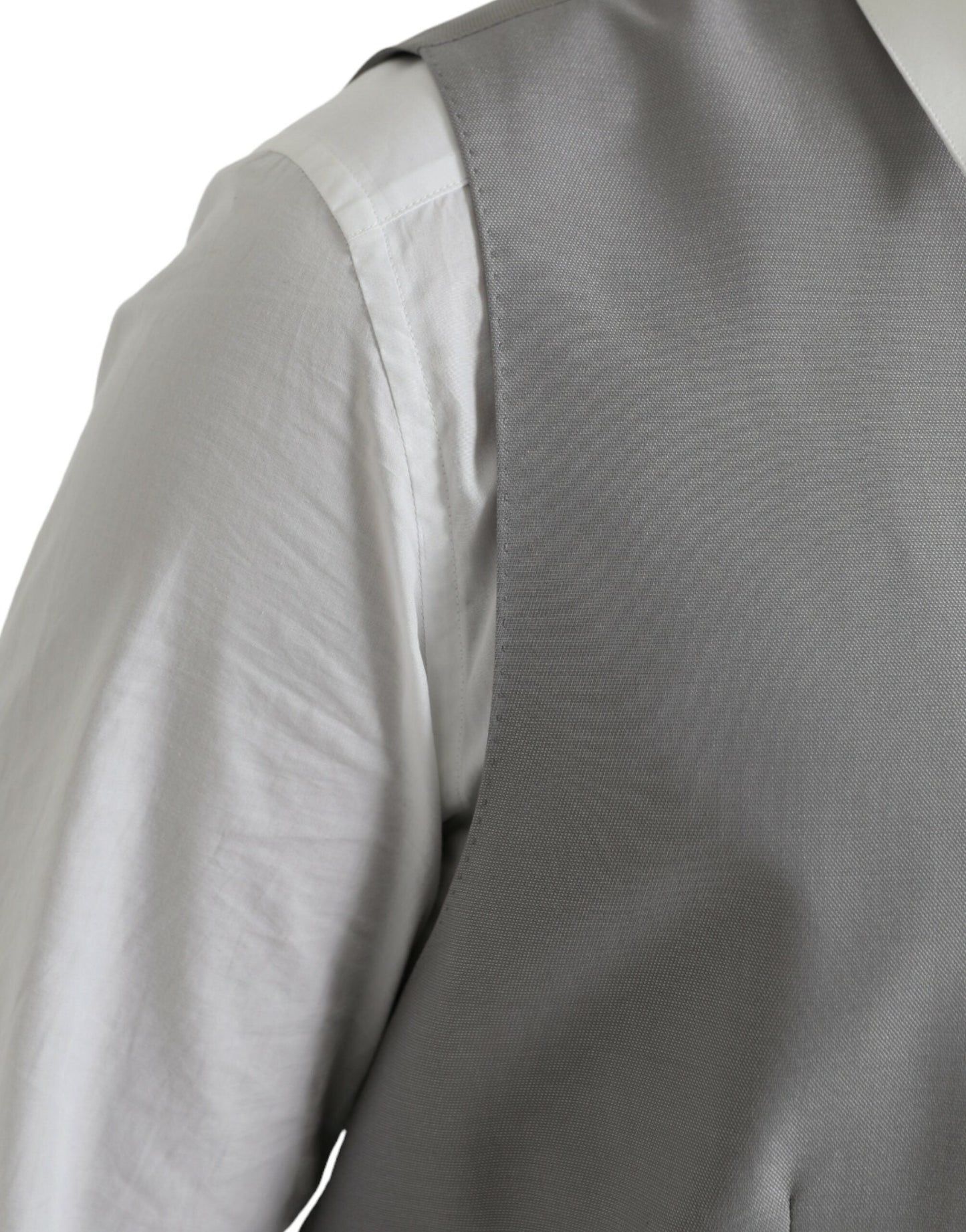 Dolce & Gabbana Light Gray Wool Formal Dress Waistcoat Men's Vest