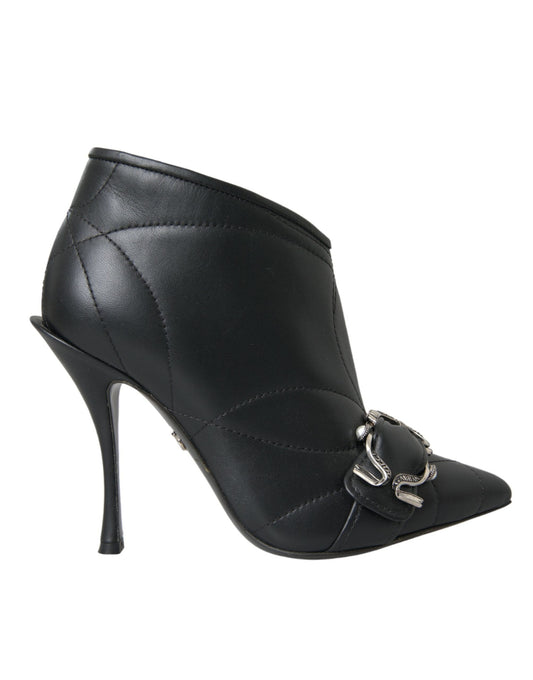 Dolce & Gabbana Black Devotion Quilted Buckled Boots Women's Shoes