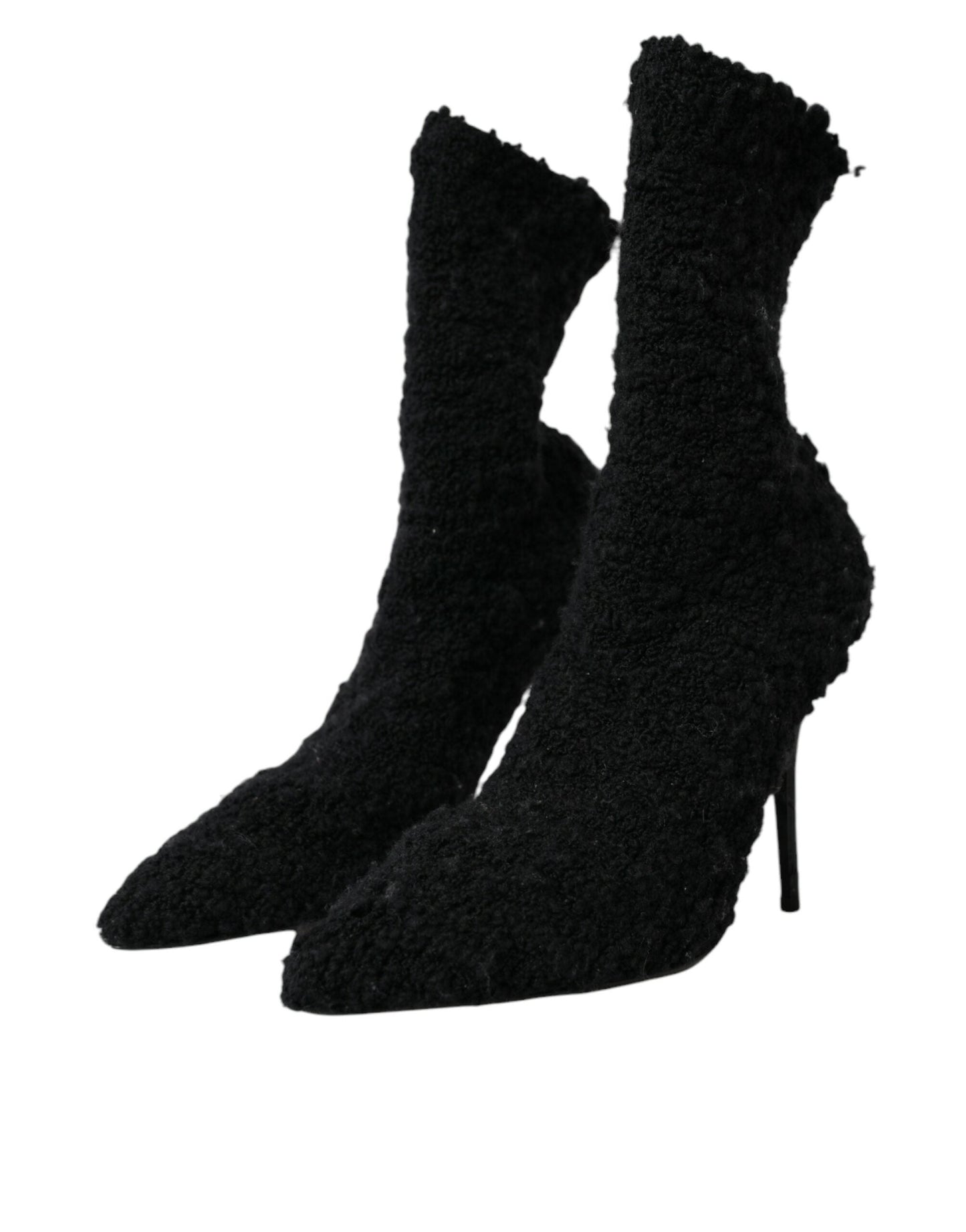 Dolce & Gabbana Black Stiletto Heels Mid Calf Boots Women's Shoes