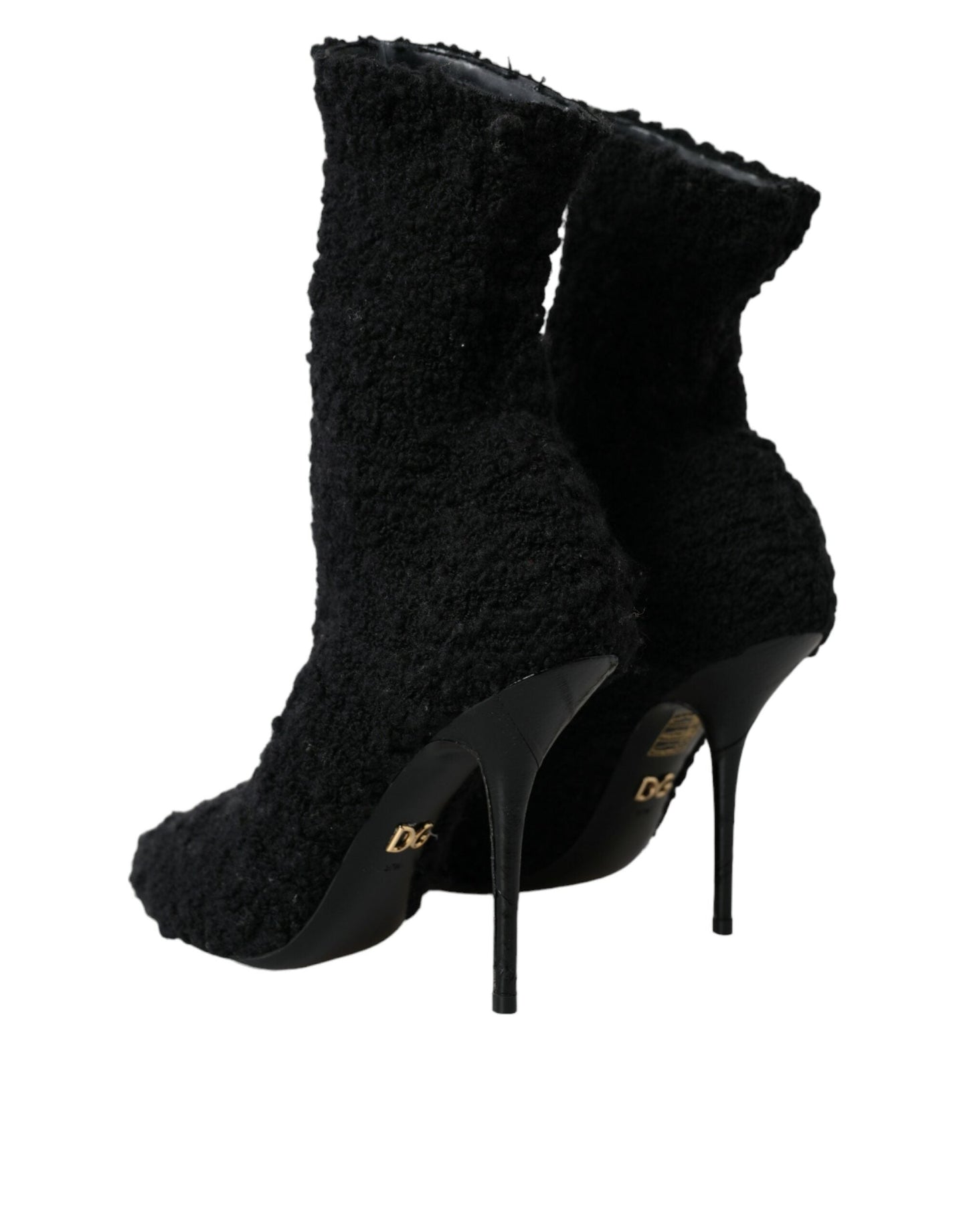 Dolce & Gabbana Black Stiletto Heels Mid Calf Boots Women's Shoes