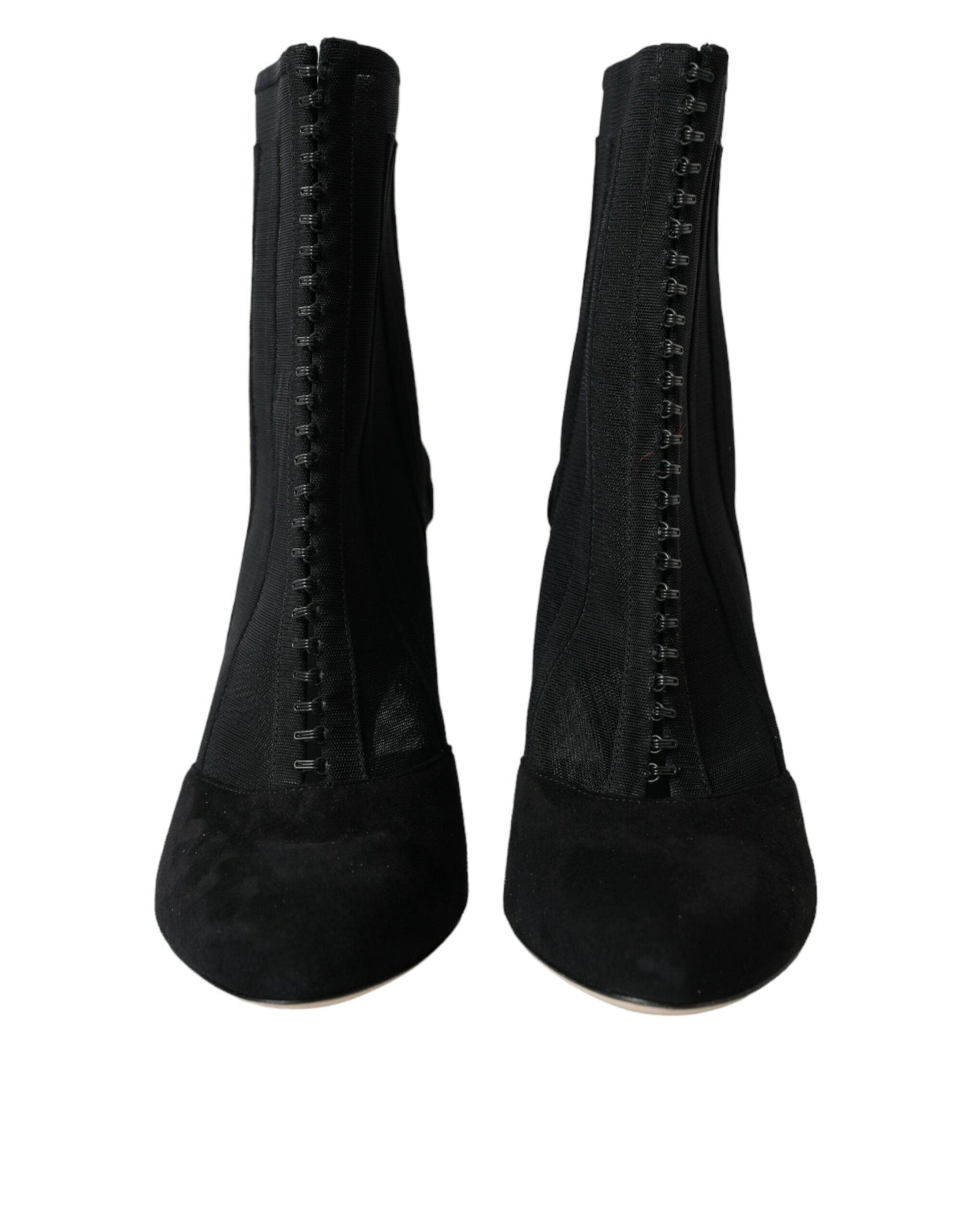 Dolce & Gabbana Black Mesh Stiletto Heels Ankle Boots Women's Shoes