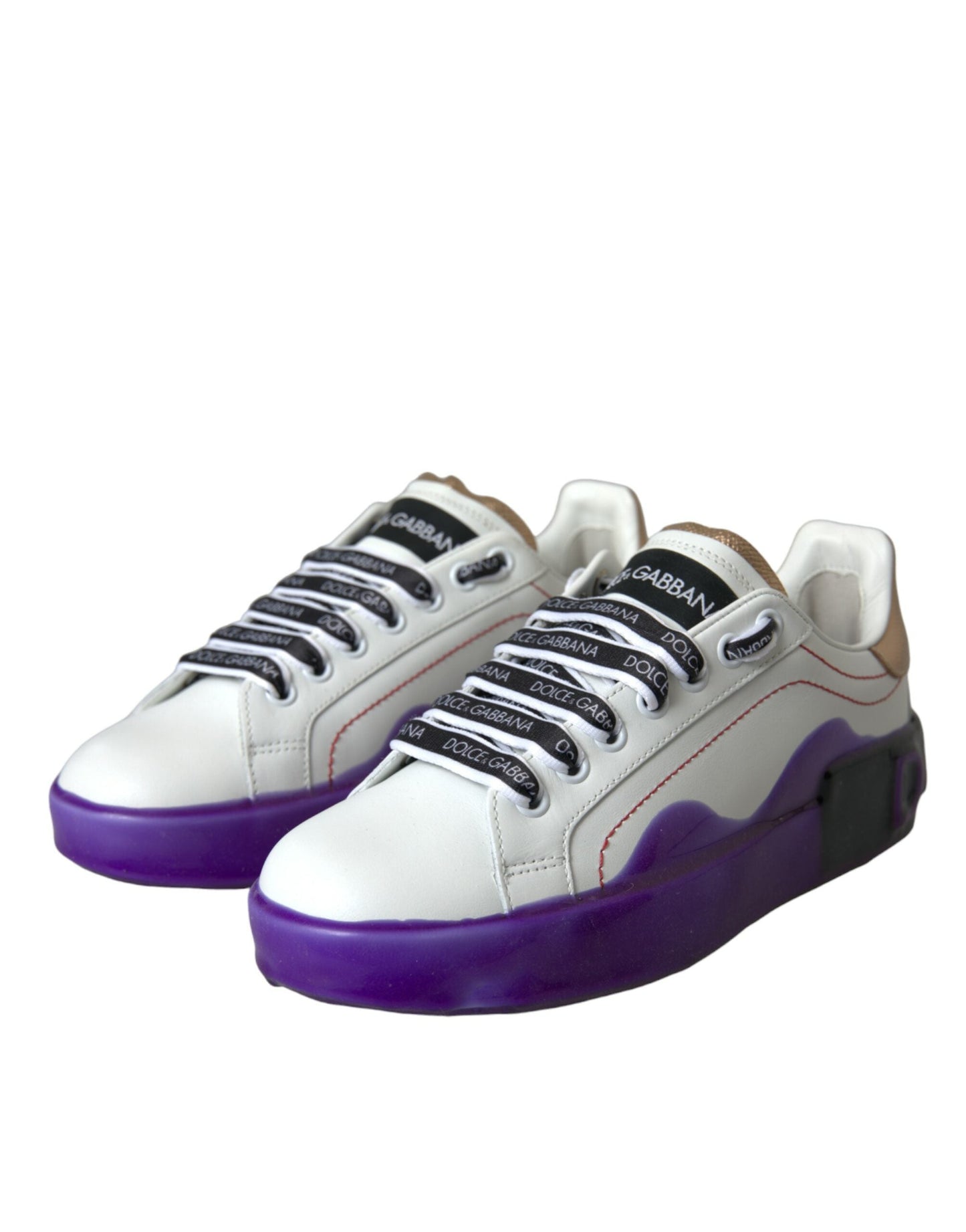 Dolce & Gabbana White Leather Portofino Low Top Sneakers Women's Shoes