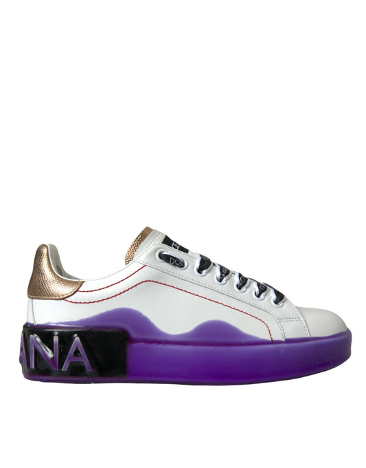 Dolce & Gabbana White Leather Portofino Low Top Sneakers Women's Shoes