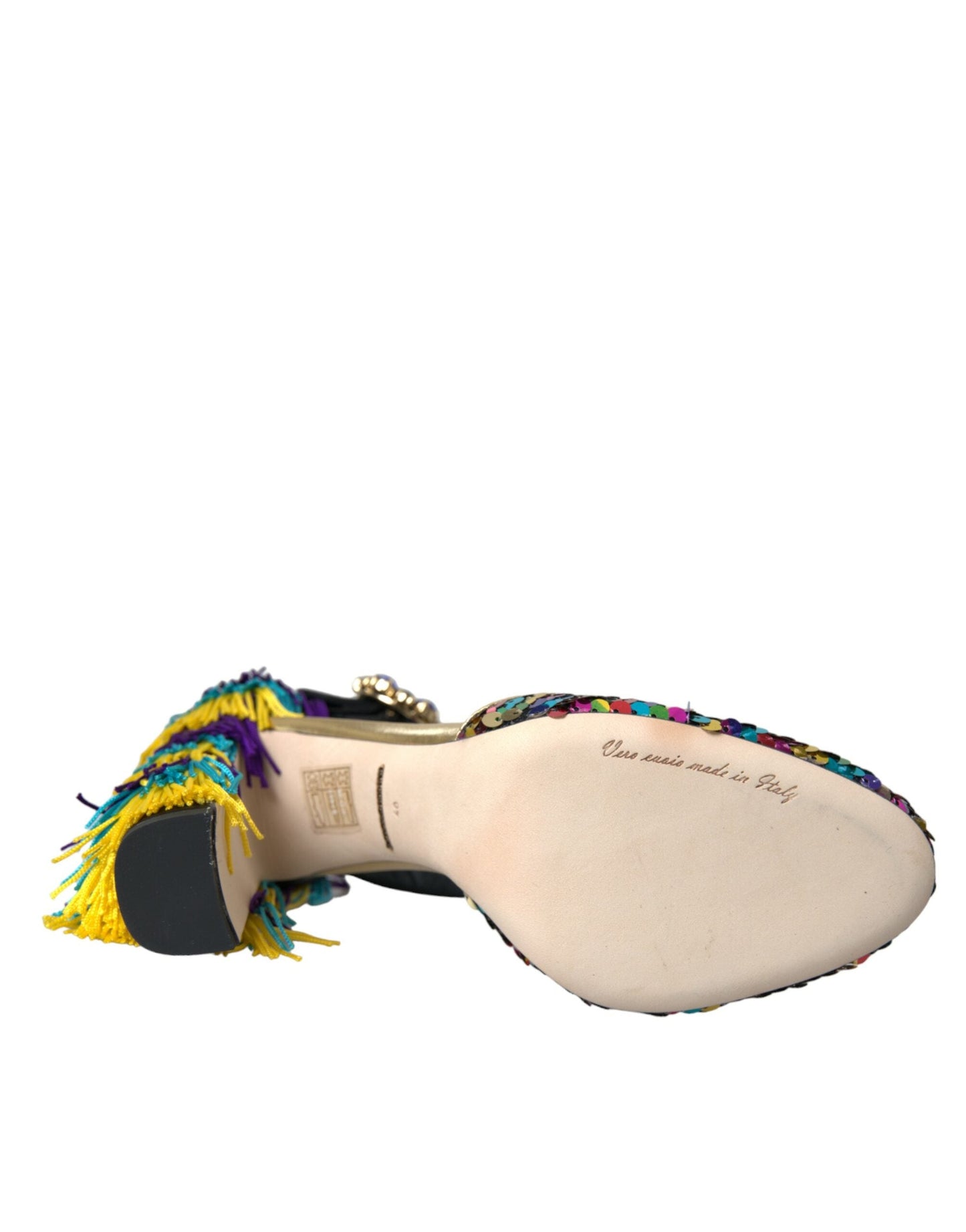 Dolce & Gabbana Multicolor Sequin Crystal Mary Jane Women's Shoes