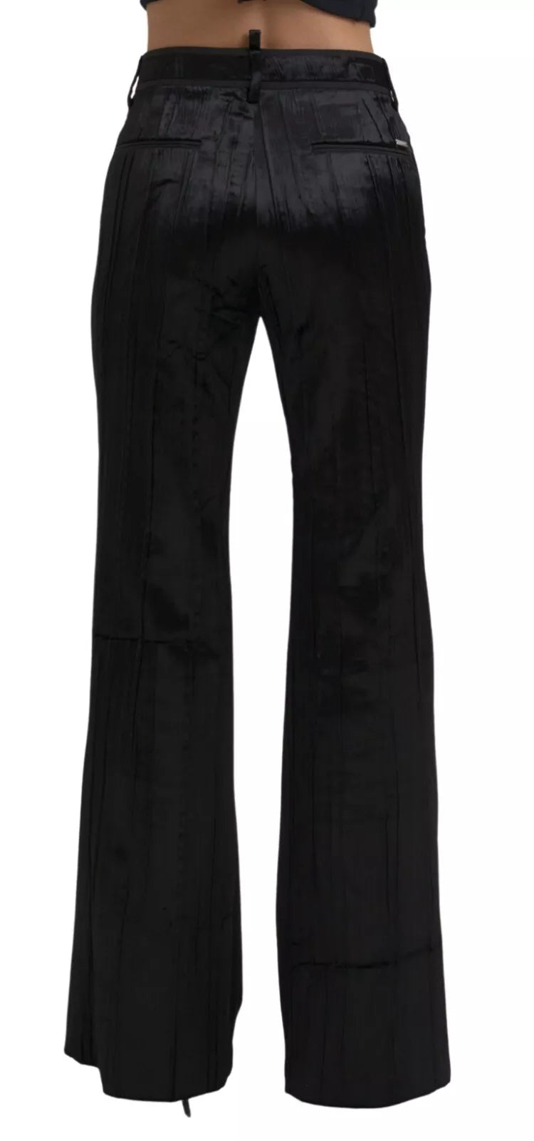 Dsquared�� Black Viscose Super Flare High Waist Women's Pants (Pre-Owned)