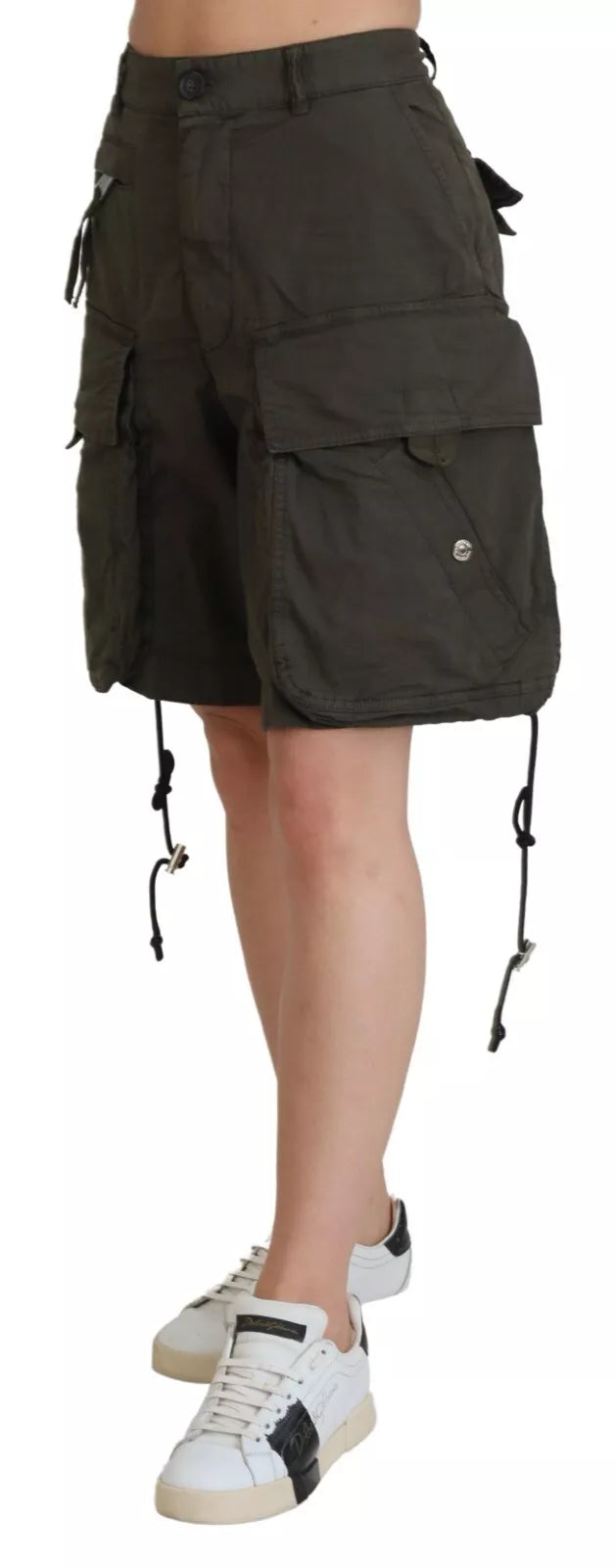 Dsquared�� Green High Waist Cargo Bermuda Women Women's Shorts (Pre-Owned)
