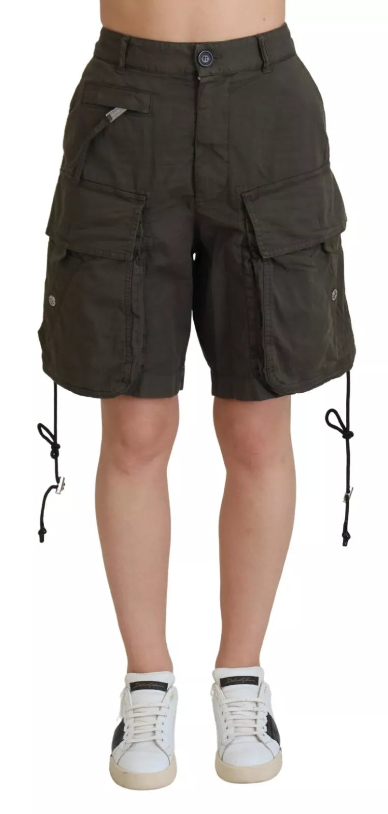 Dsquared�� Green High Waist Cargo Bermuda Women Women's Shorts (Pre-Owned)