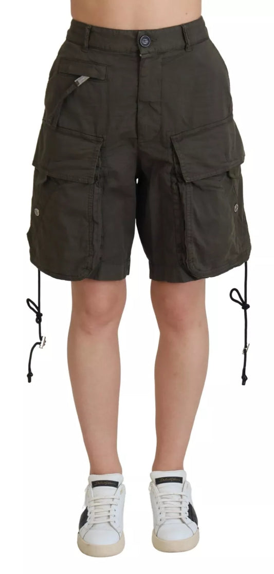 Dsquared�� Green High Waist Cargo Bermuda Women Women's Shorts (Pre-Owned)