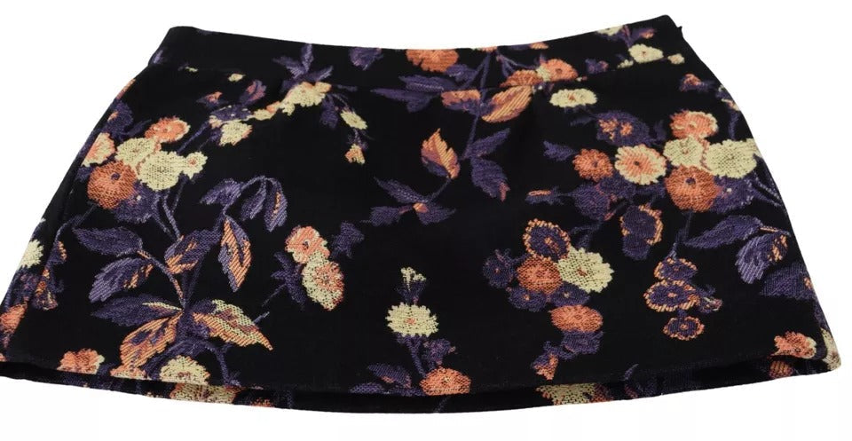 Dsquared�� Black Floral Embroidery Mid Waist A-line Mini Women's Skirt (Pre-Owned)