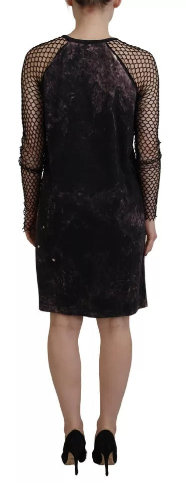 Dsquared�� Black Tie Dye Mesh Long Sleeves Cotton Shift Women's Dress (Pre-Owned)