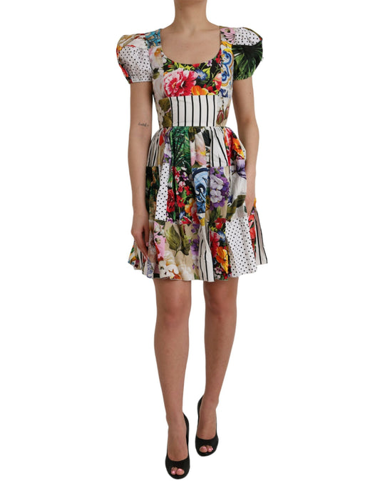Dolce & Gabbana Multicolor Patchwork Cotton Aline Mini Women's Dress