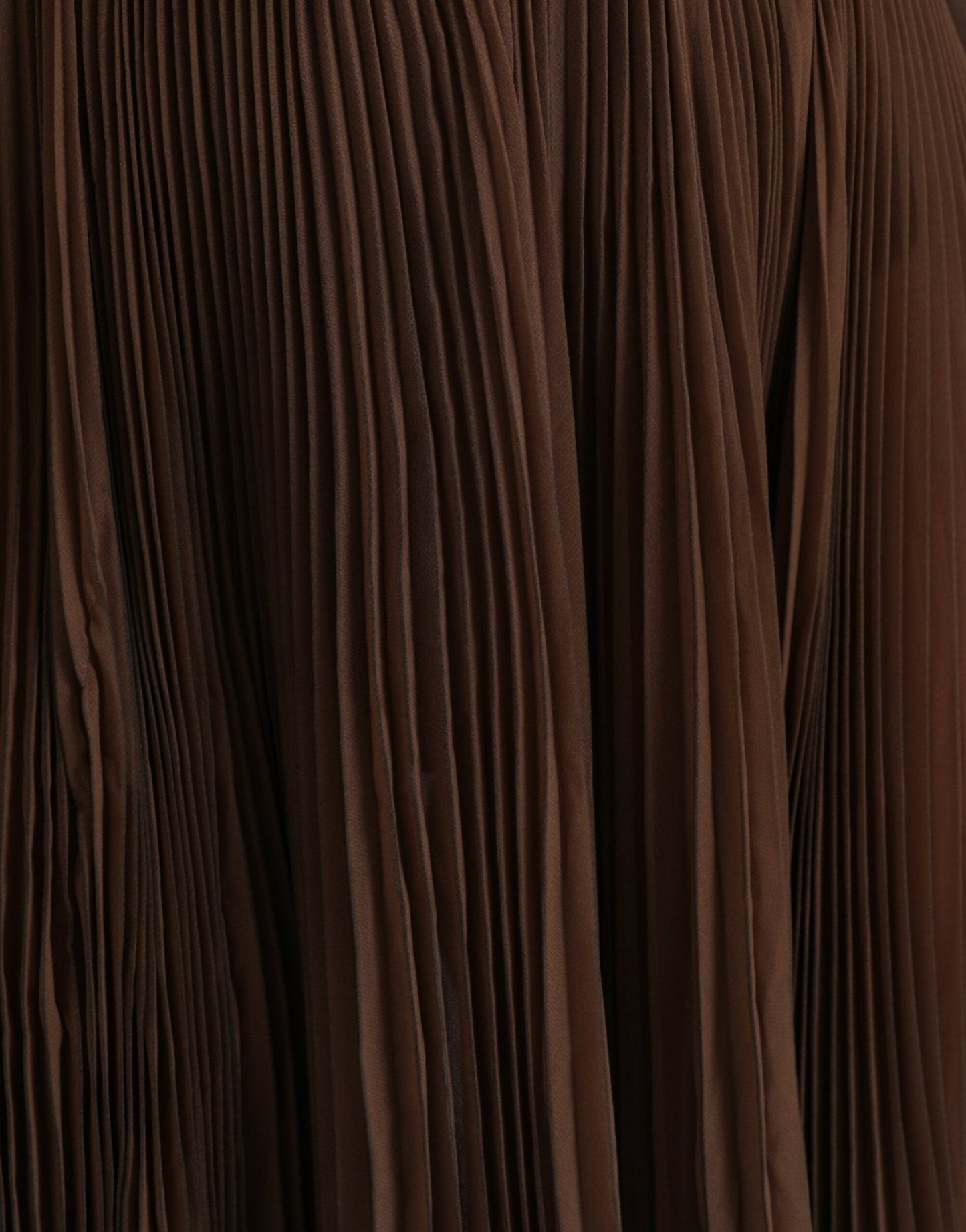 Dolce & Gabbana Brown Polyester Pleated High Waist Midi Women's Skirt