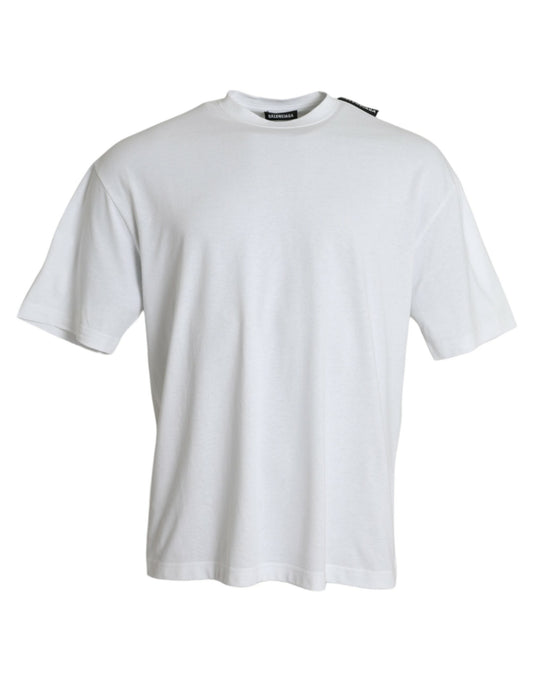 Balenciaga Off White Cotton Jersey Round Neck Men's T-shirt